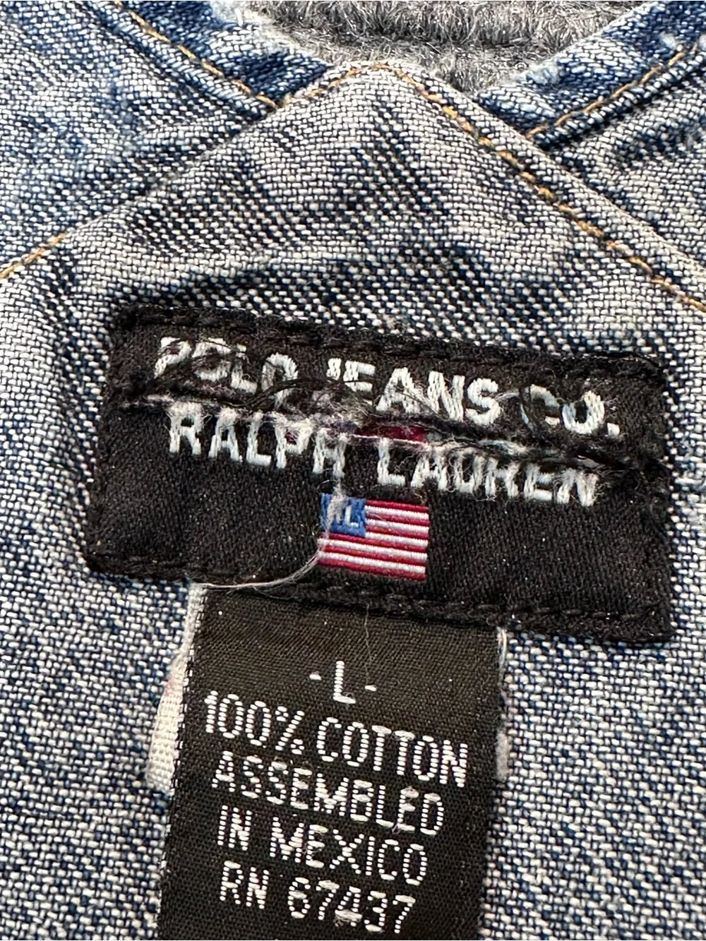 Vintage Y2K 90s Polo Jeans Co Ralph Lauren Denim Overalls Large Blue Carpenter - Picture 2 of 13